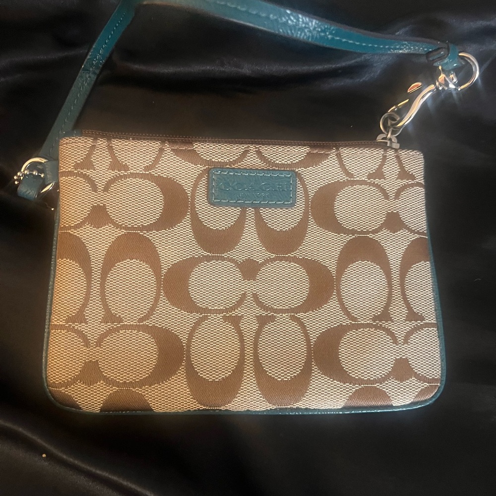 Coach Brown and Blue Signature Clutch